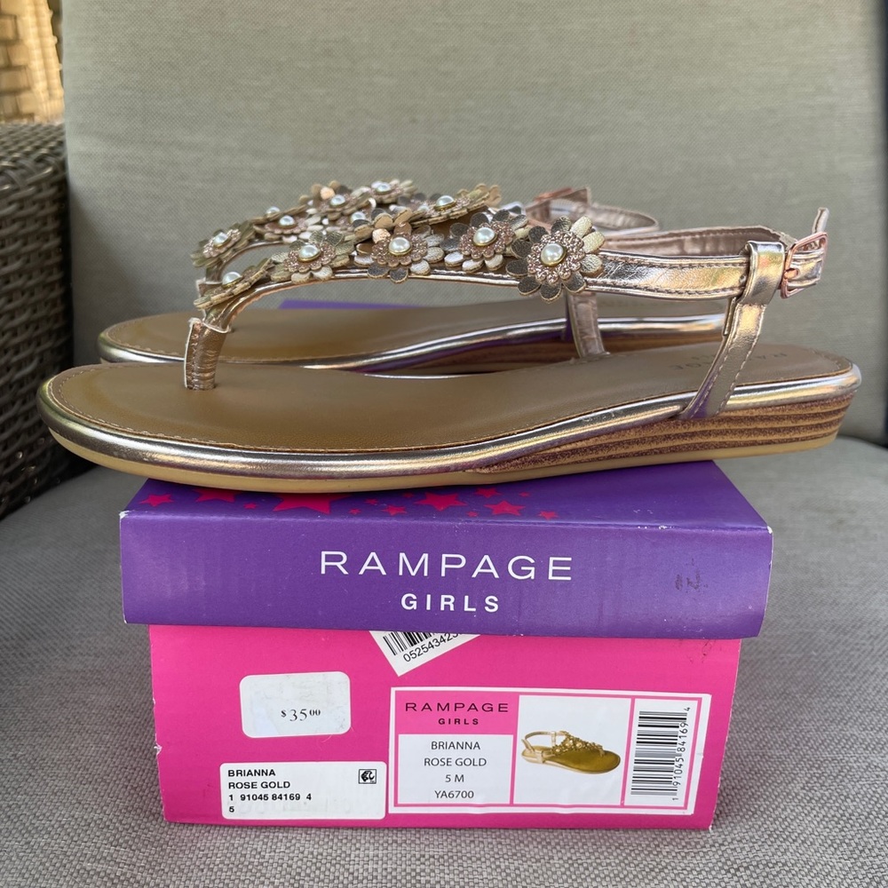 NEW Rampage Girls Sandals Brianna Rose Gold Sz 5 M  (sizes 2 & 4 also Available) - Picture 12 of 12